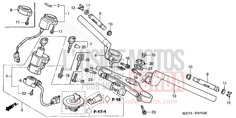 HANDLE PIPE/TOP BRIDGE (X/Y/1/2/3/4) for Super Blackbird DARKNESS BLACK METALLIC (NH463) from 2003
